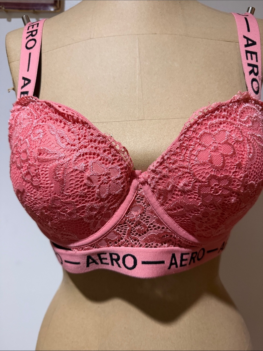 Aeropostale Coral Pink Lace Longline Bralette